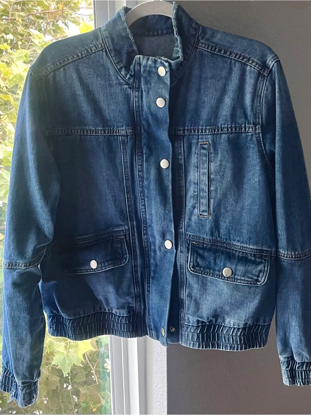 oversized boyfriend denim army bomber jacket - Picture 5 of 8